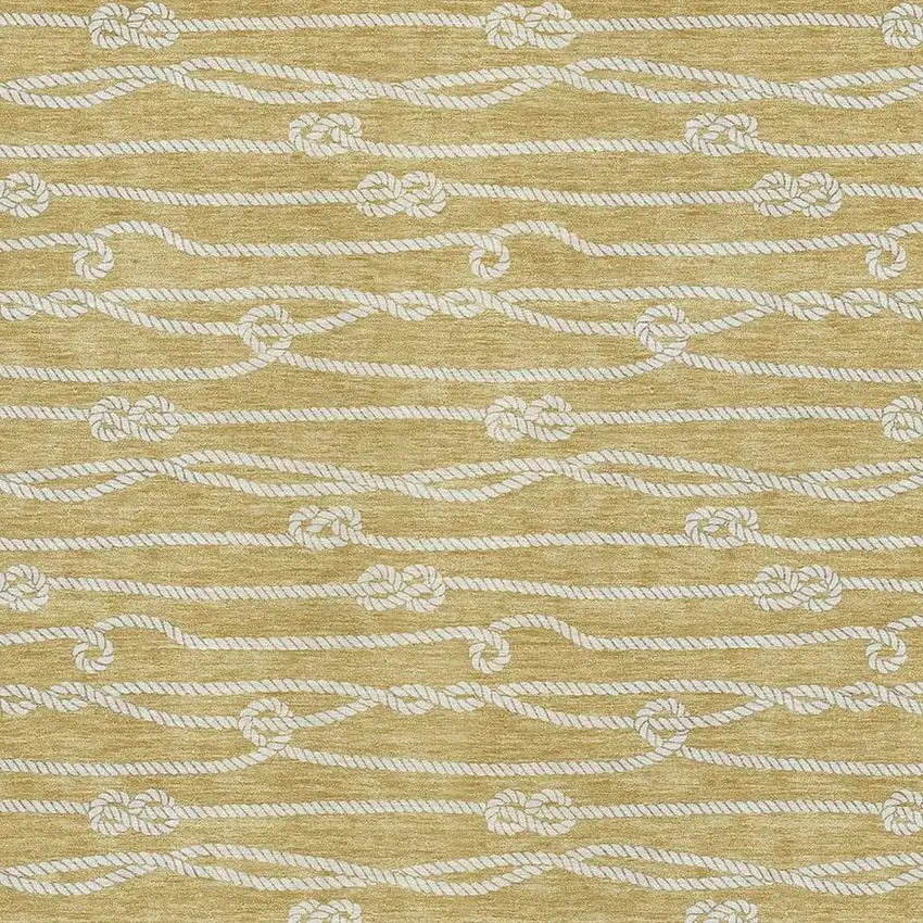 Gold And Ivory Nautical Washable Area Rug With UV Protection Photo 4