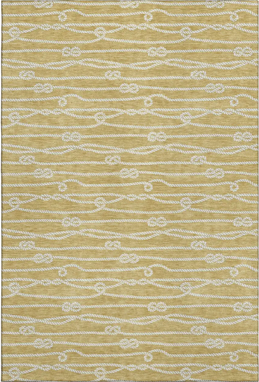 Gold And Ivory Nautical Washable Area Rug With UV Protection Photo 2
