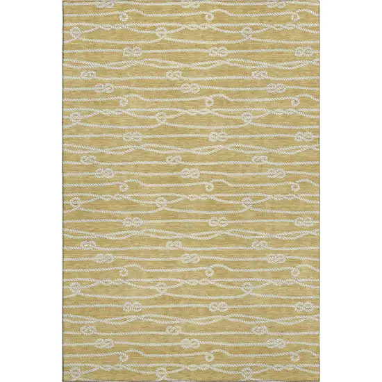 Gold And Ivory Nautical Washable Area Rug With UV Protection Photo 2