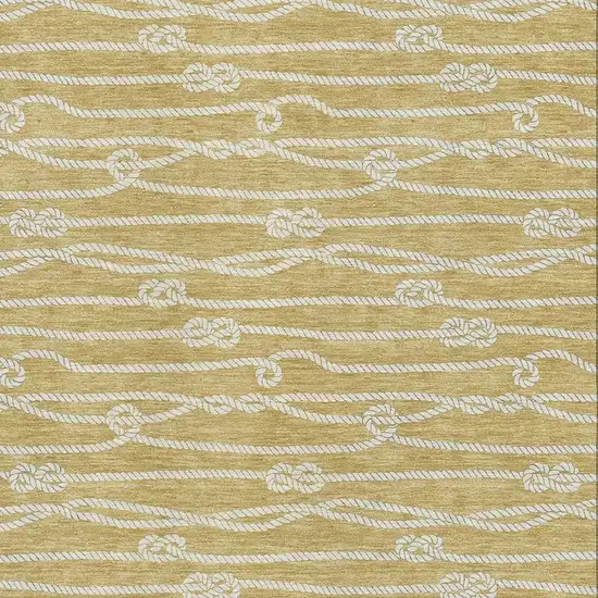 Gold And Ivory Nautical Washable Area Rug With UV Protection Photo 4