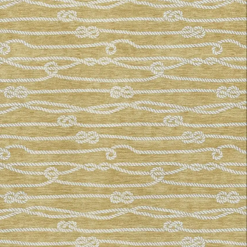 Gold And Ivory Nautical Washable Area Rug With UV Protection Photo 4