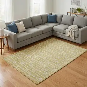 Photo of Gold And Ivory Nautical Washable Area Rug With UV Protection