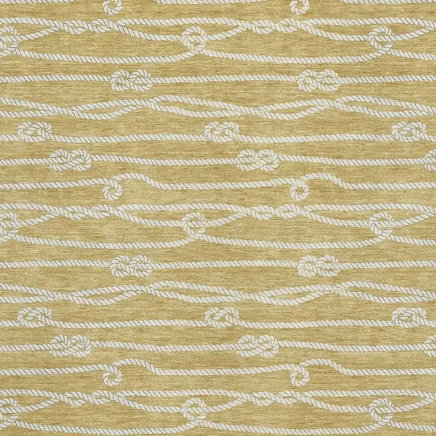 Gold And Ivory Nautical Washable Area Rug With UV Protection Photo 4