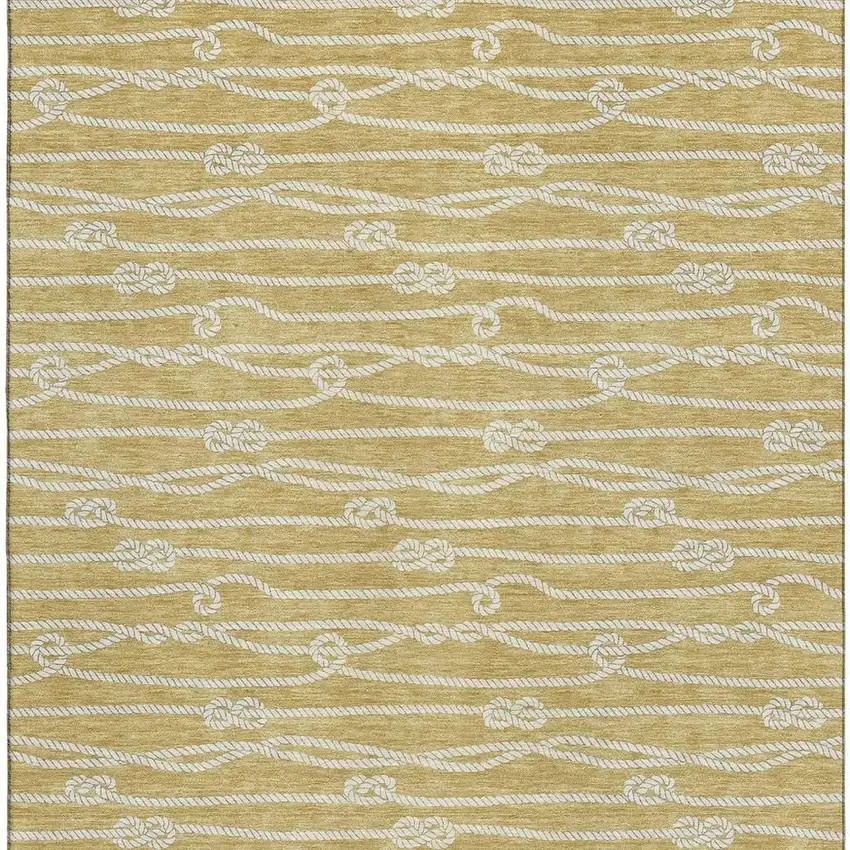 Gold And Ivory Nautical Washable Area Rug With UV Protection Photo 5