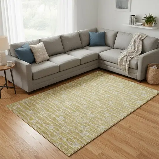 Gold And Ivory Nautical Washable Area Rug With UV Protection Photo 1