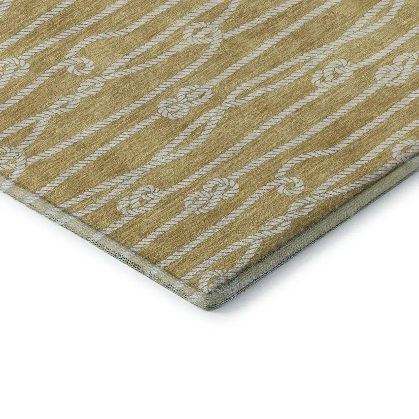 Gold And Ivory Nautical Washable Area Rug With UV Protection Photo 9