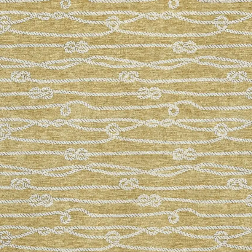 Gold And Ivory Nautical Washable Area Rug With UV Protection Photo 4