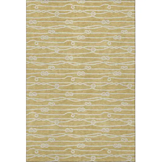 Gold And Ivory Nautical Washable Area Rug With UV Protection Photo 5
