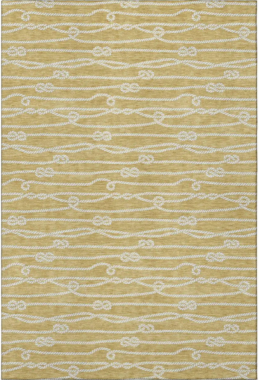 Gold And Ivory Nautical Washable Area Rug With UV Protection Photo 5