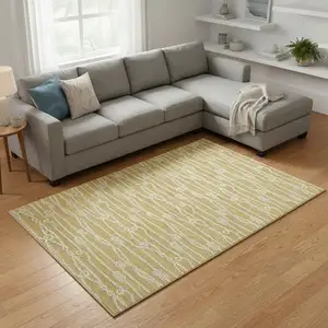 Photo of Gold And Ivory Nautical Washable Area Rug With UV Protection