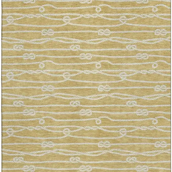Gold And Ivory Nautical Washable Area Rug With UV Protection Photo 4