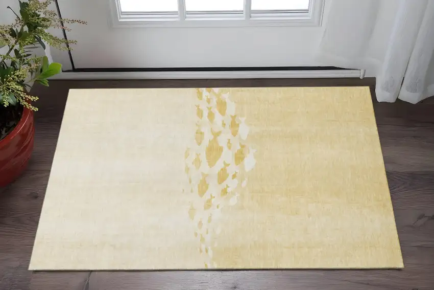 Gold And Ivory Nautical Washable Area Rug With UV Protection Photo 2