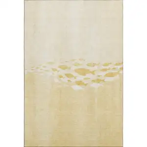 Photo of Gold And Ivory Nautical Washable Area Rug With UV Protection