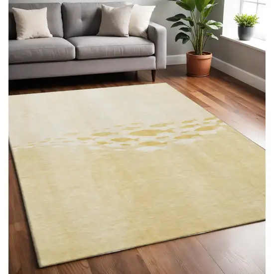 Gold And Ivory Nautical Washable Area Rug With UV Protection Photo 2