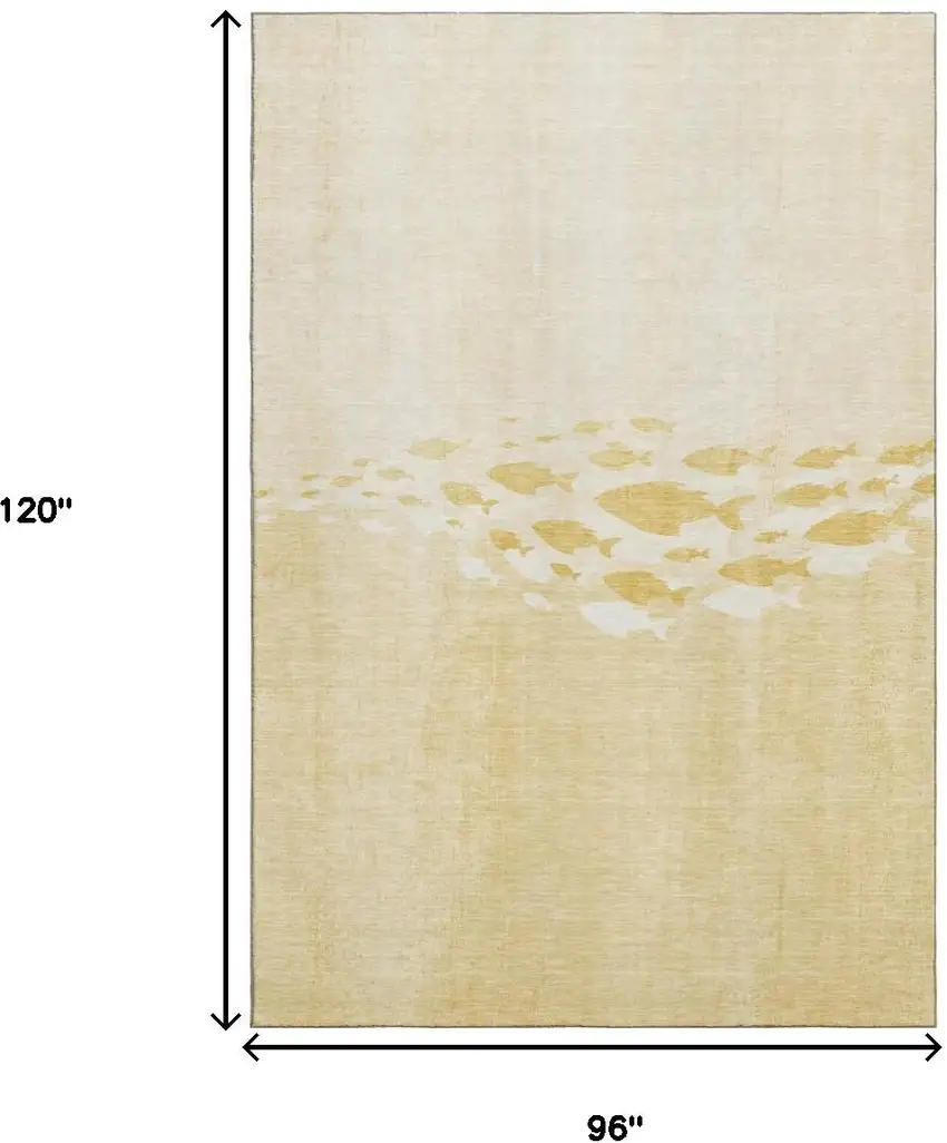 Gold And Ivory Nautical Washable Area Rug With UV Protection Photo 9