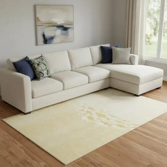 Gold And Ivory Nautical Washable Area Rug With UV Protection Photo 1