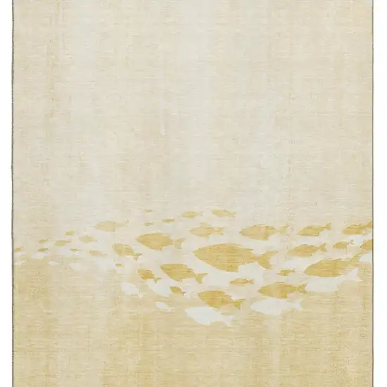 Gold And Ivory Nautical Washable Area Rug With UV Protection Photo 6