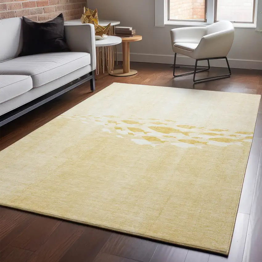 Gold And Ivory Nautical Washable Area Rug With UV Protection Photo 7