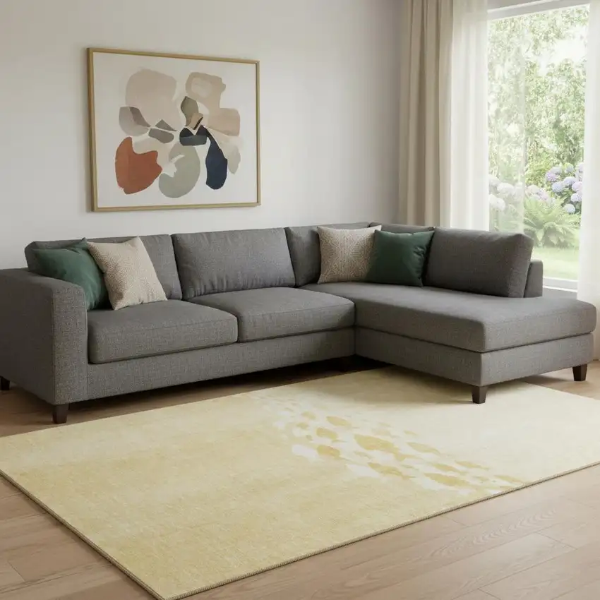 Gold And Ivory Nautical Washable Area Rug With UV Protection Photo 4