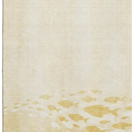 Gold And Ivory Nautical Washable Area Rug With UV Protection Photo 5