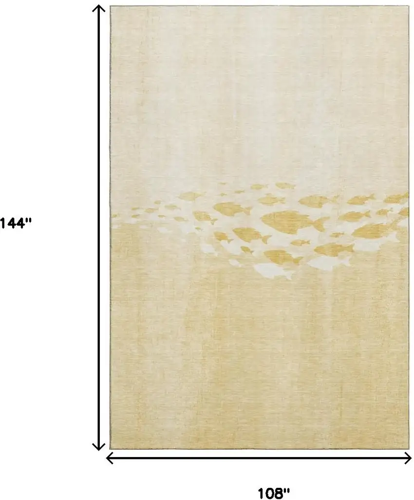 Gold And Ivory Nautical Washable Area Rug With UV Protection Photo 7