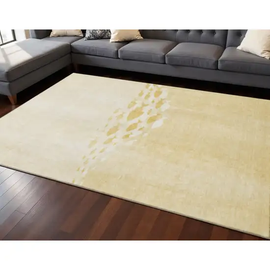 Gold And Ivory Nautical Washable Area Rug With UV Protection Photo 2