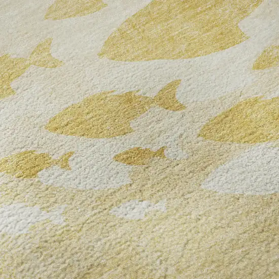 Gold And Ivory Nautical Washable Area Rug With UV Protection Photo 3