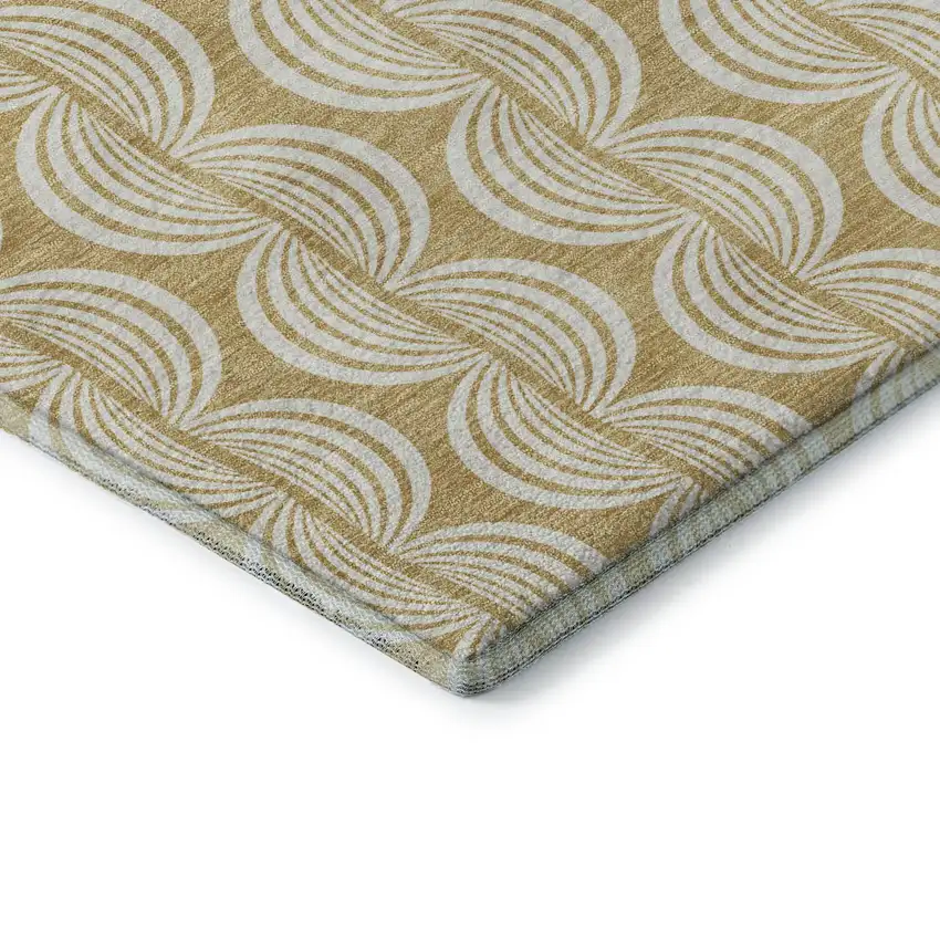 Gold And Ivory Ogee Washable Area Rug With UV Protection Photo 7