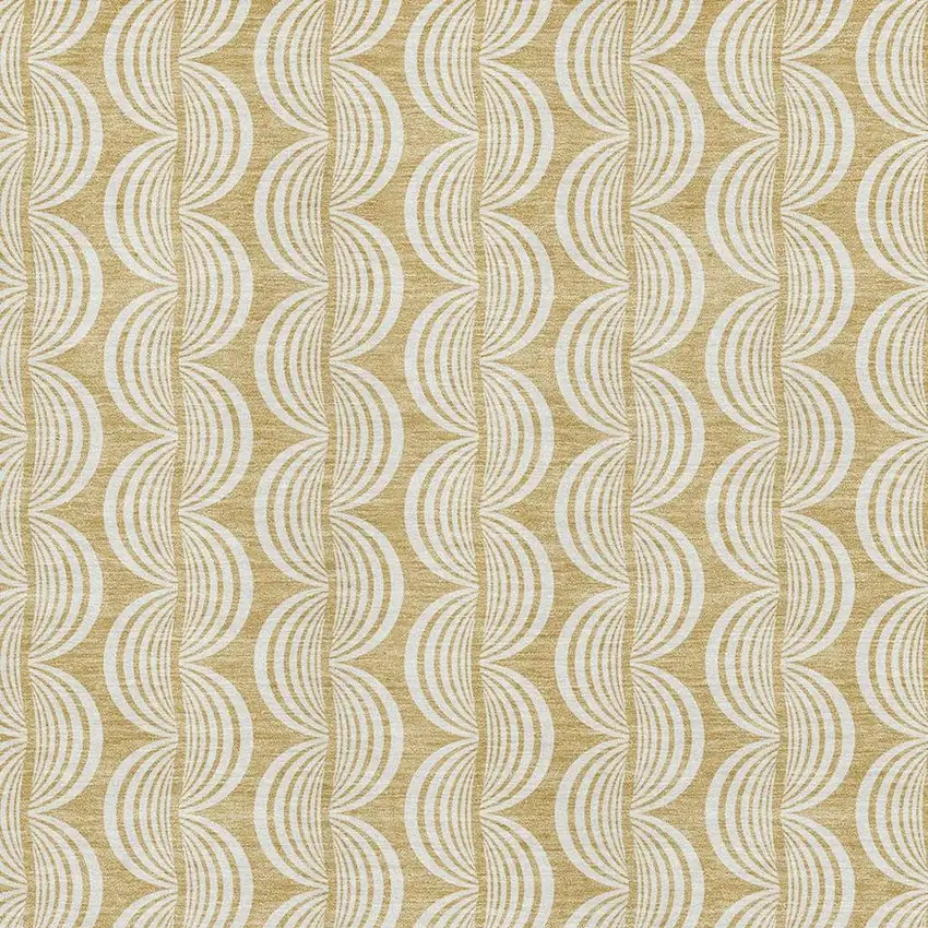 Gold And Ivory Ogee Washable Area Rug With UV Protection Photo 2