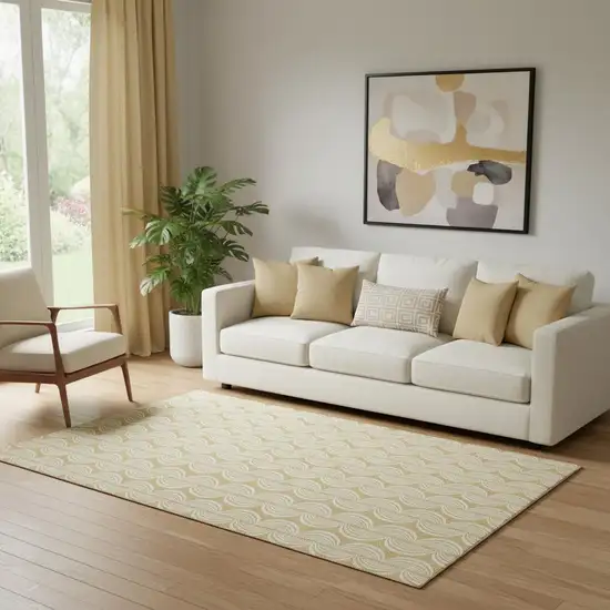 Gold And Ivory Ogee Washable Area Rug With UV Protection Photo 2