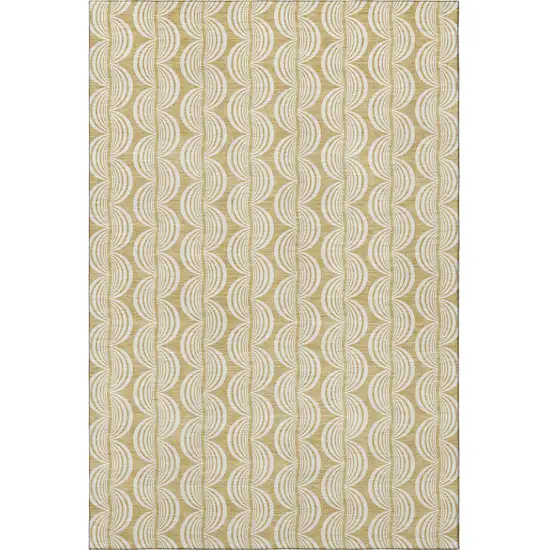 Gold And Ivory Ogee Washable Area Rug With UV Protection Photo 3