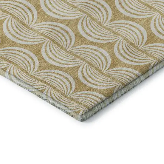 Gold And Ivory Ogee Washable Area Rug With UV Protection Photo 7