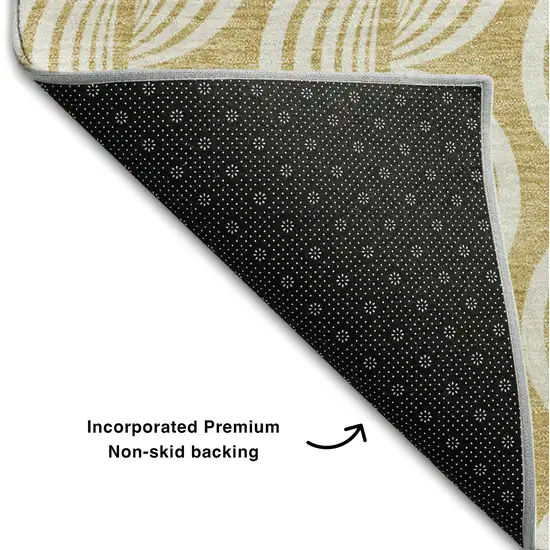 Gold And Ivory Ogee Washable Area Rug With UV Protection Photo 6
