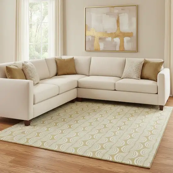 Gold And Ivory Ogee Washable Area Rug With UV Protection Photo 2
