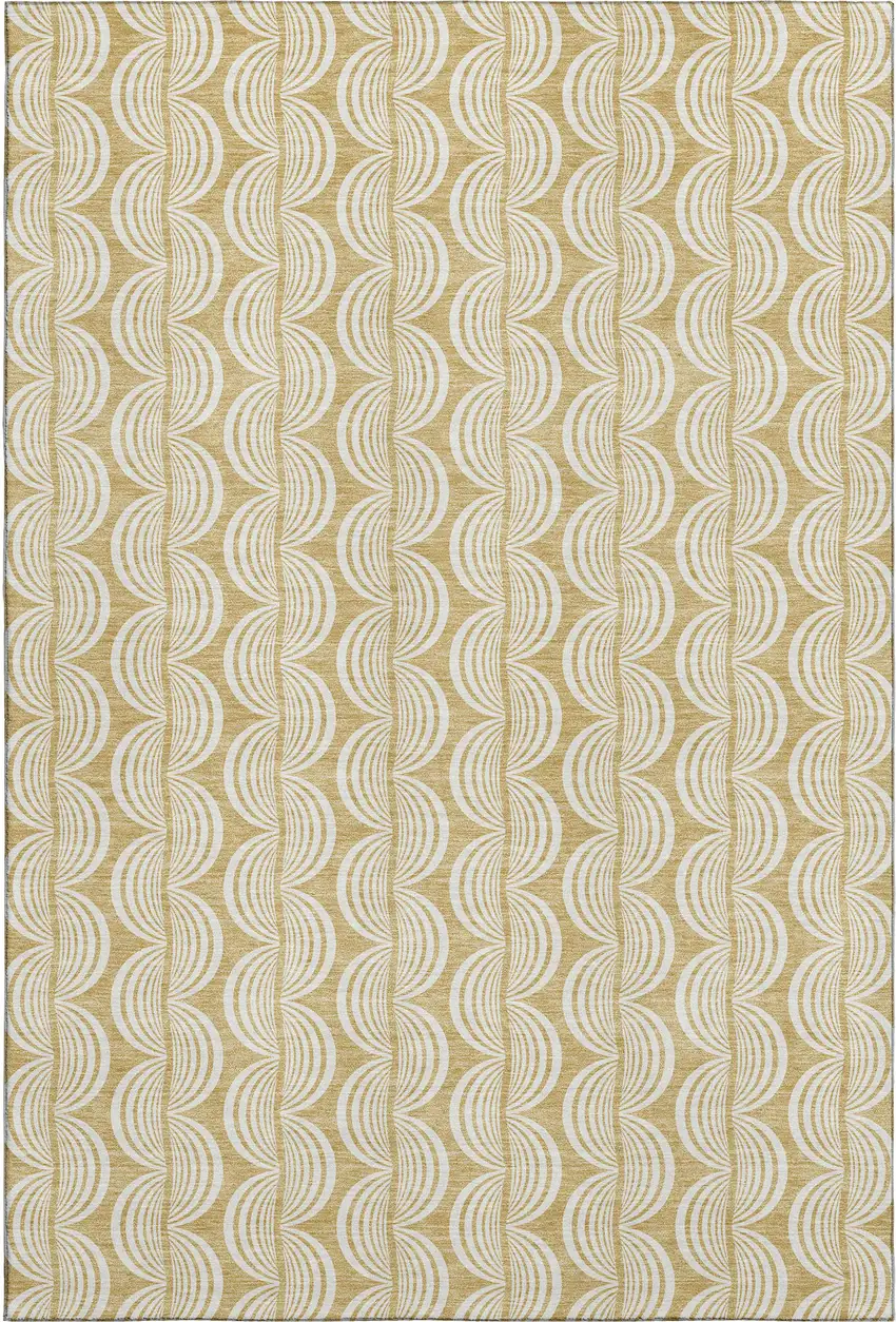 Gold And Ivory Ogee Washable Area Rug With UV Protection Photo 1