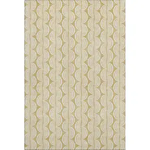 Photo of Gold And Ivory Ogee Washable Area Rug With UV Protection