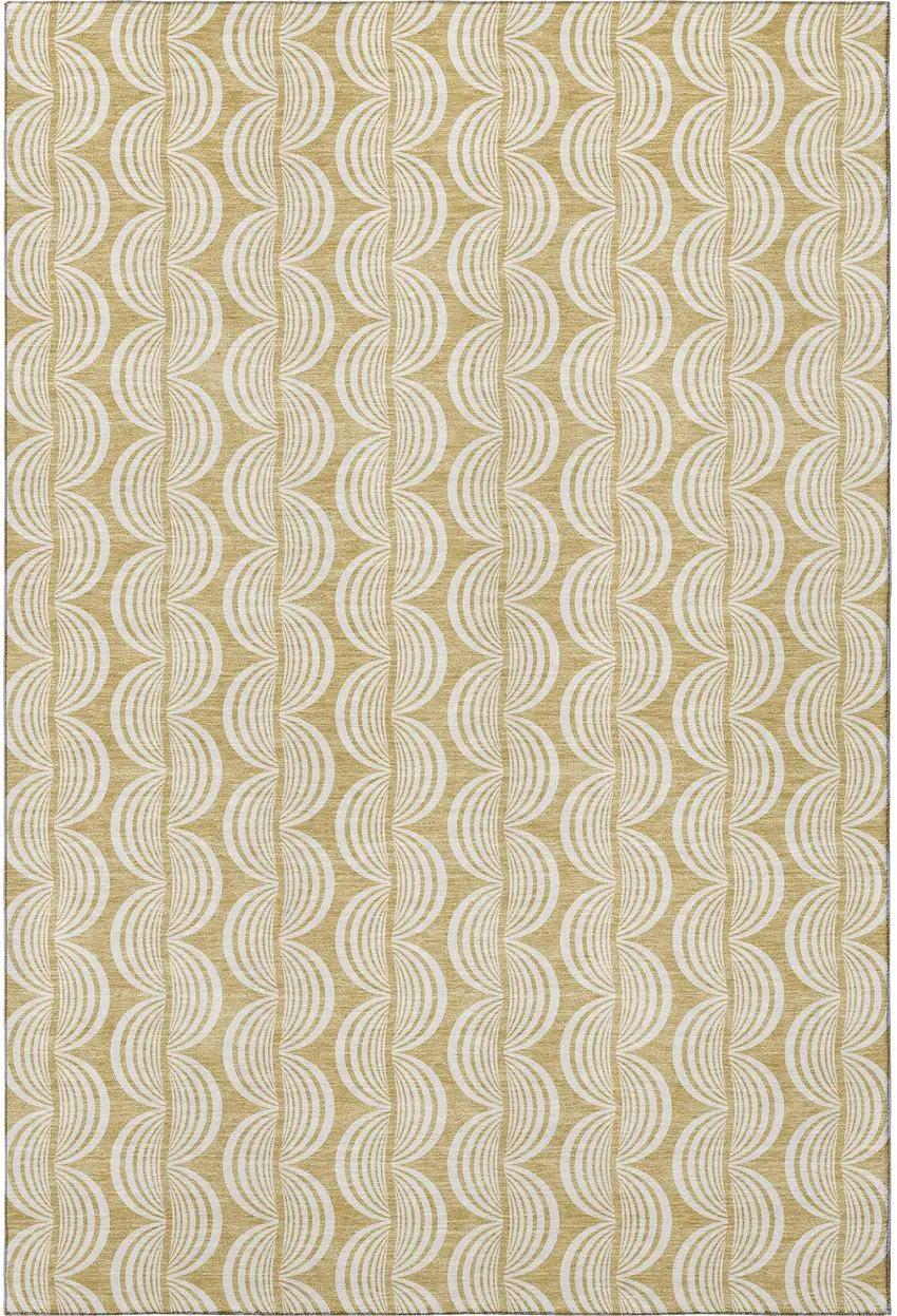 Gold And Ivory Ogee Washable Area Rug With UV Protection Photo 3