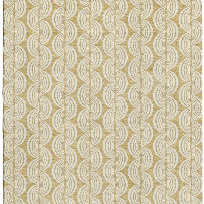 Gold And Ivory Ogee Washable Area Rug With UV Protection Photo 3