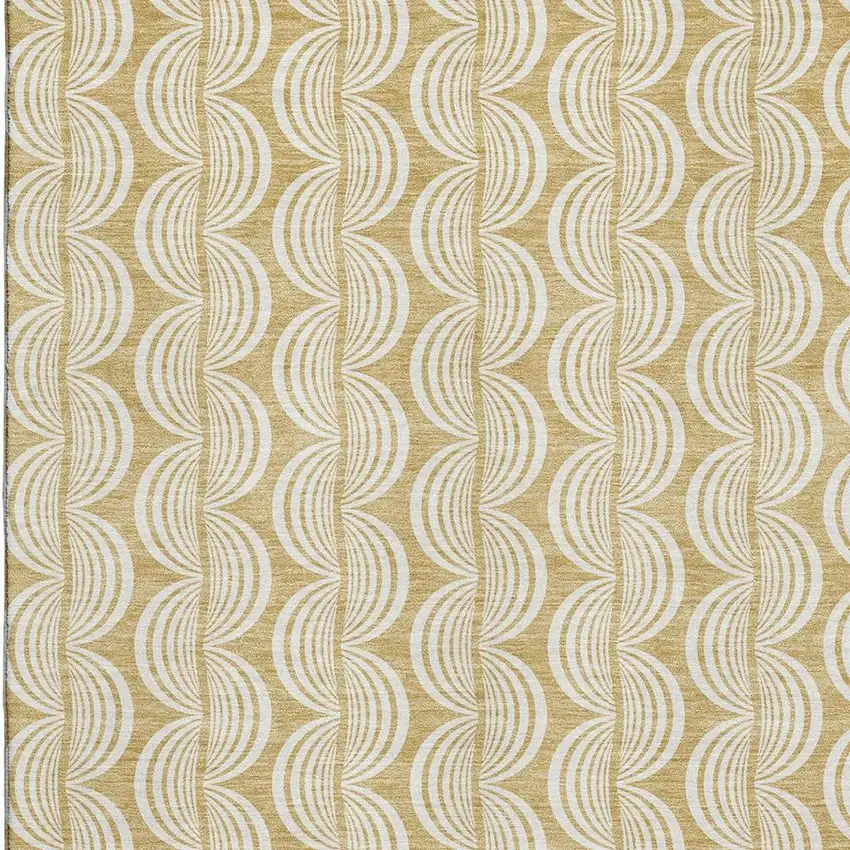 Gold And Ivory Ogee Washable Area Rug With UV Protection Photo 2