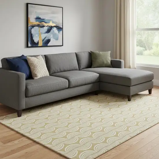 Gold And Ivory Ogee Washable Area Rug With UV Protection Photo 2