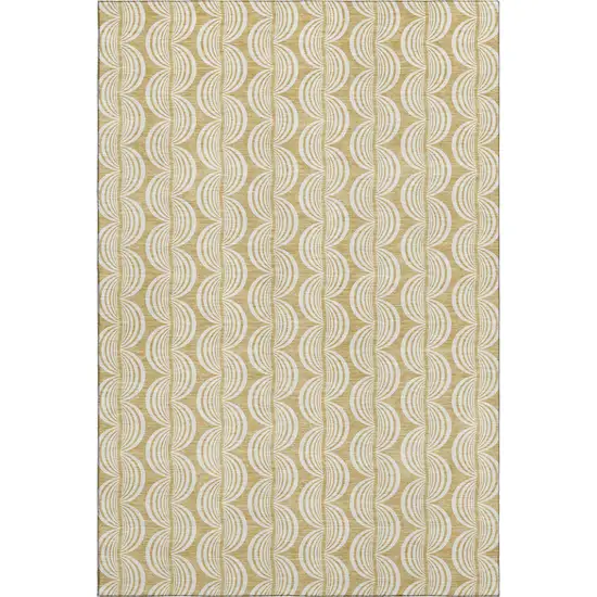 Gold And Ivory Ogee Washable Area Rug With UV Protection Photo 1