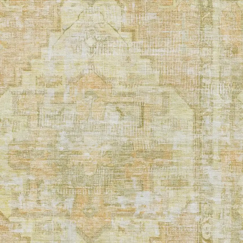 Gold And Ivory Oriental Washable Area Rug With UV Protection Photo 2