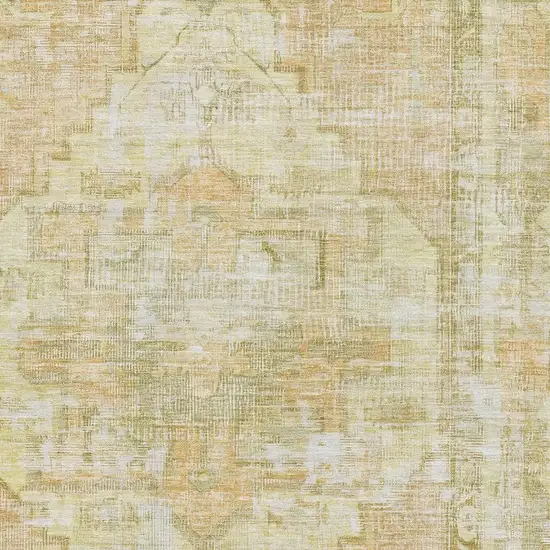 Gold And Ivory Oriental Washable Area Rug With UV Protection Photo 2