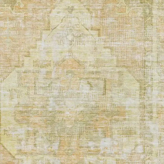 Gold And Ivory Oriental Washable Area Rug With UV Protection Photo 2