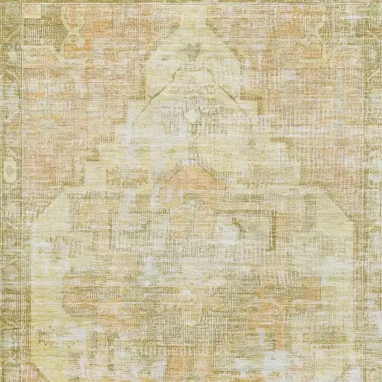 Gold And Ivory Oriental Washable Area Rug With UV Protection Photo 2