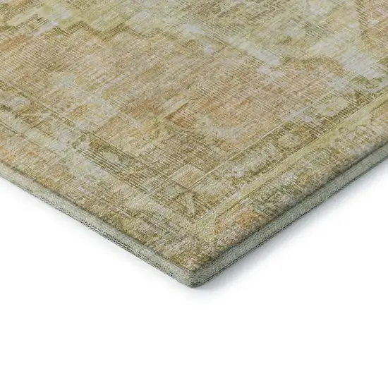 Gold And Ivory Oriental Washable Area Rug With UV Protection Photo 7