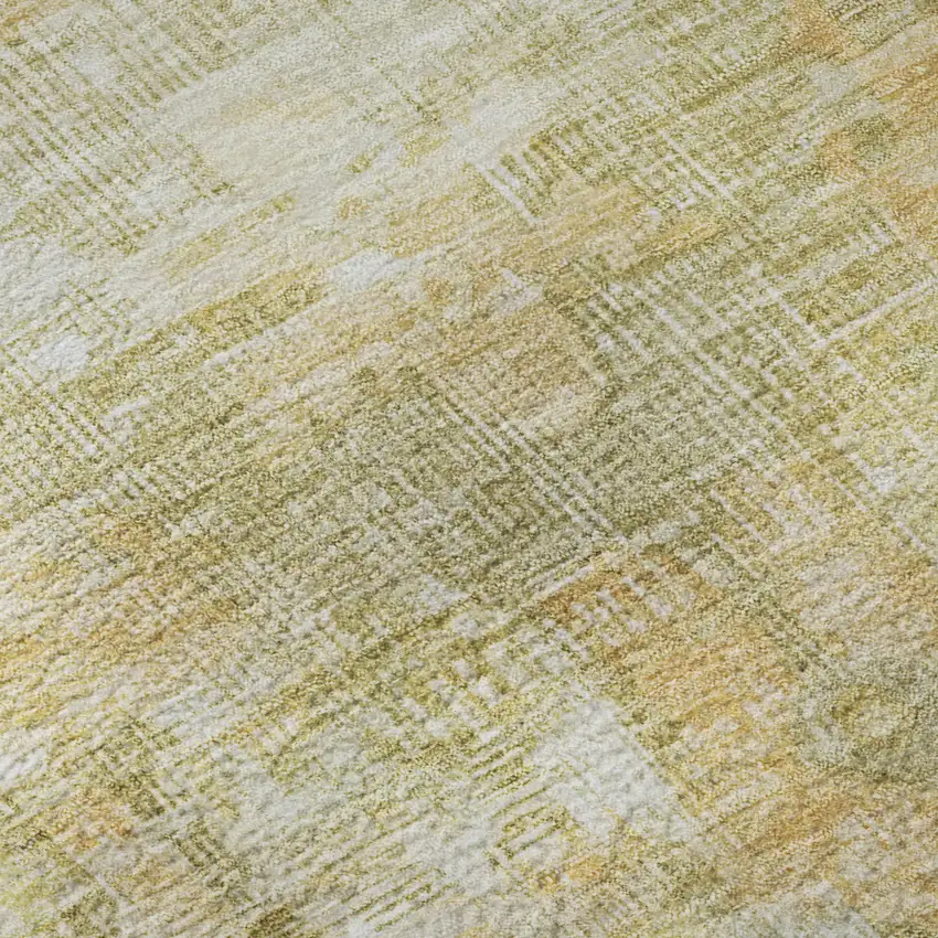 Gold And Ivory Oriental Washable Area Rug With UV Protection Photo 9