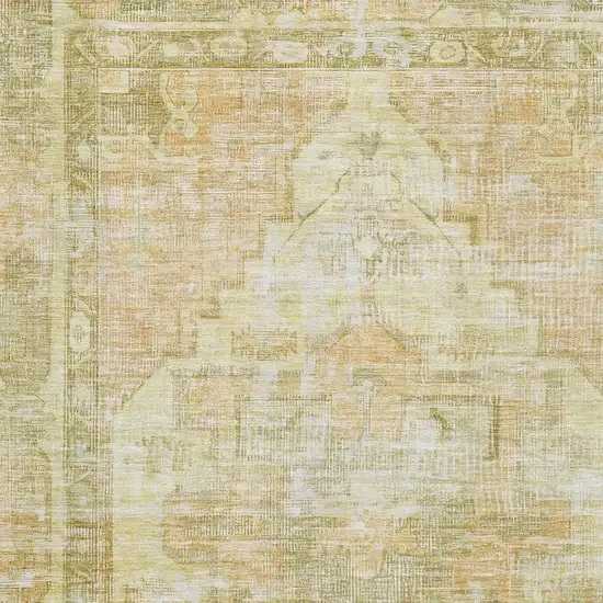 Gold And Ivory Oriental Washable Area Rug With UV Protection Photo 2