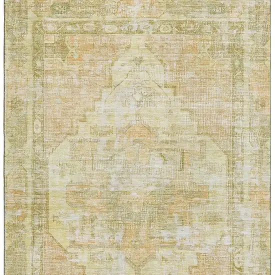 Gold And Ivory Oriental Washable Area Rug With UV Protection Photo 3