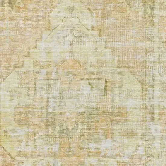 Gold And Ivory Oriental Washable Area Rug With UV Protection Photo 2